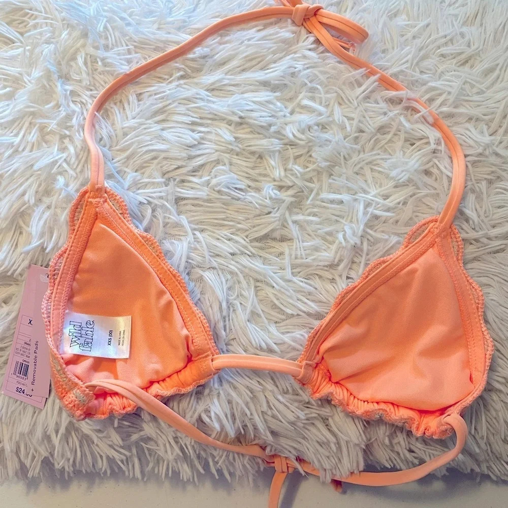 NWT Wild Fable Crocheted bikini top XXS in orange and gray Adjustable all straps - Picture 2 of 7